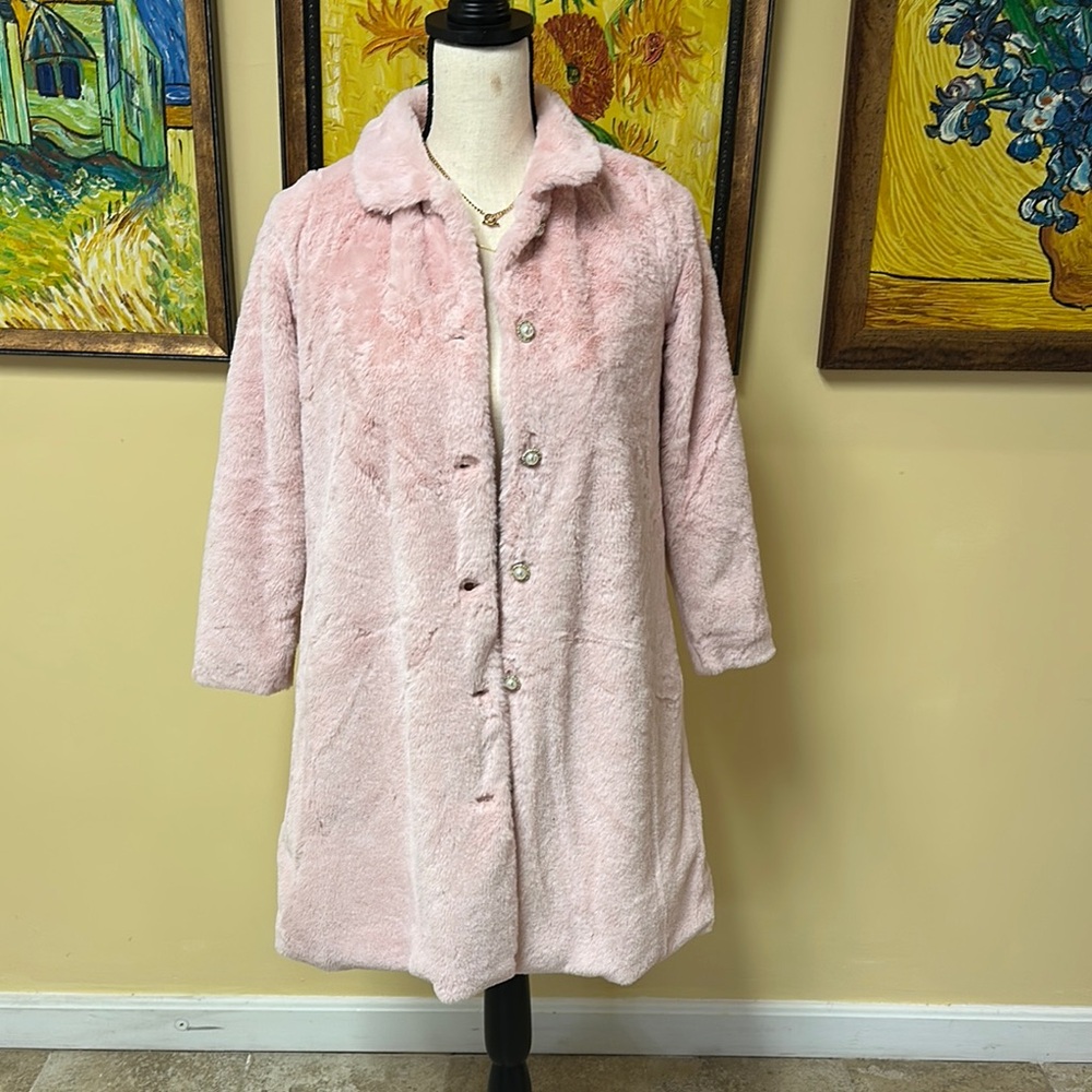 Nannette Pink Teddy Jacket Plush Oversized Design